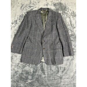 Bill Blass Menswear Plaid Blazer Jacket Size 42 100% Silk Lining Tailored For Di
